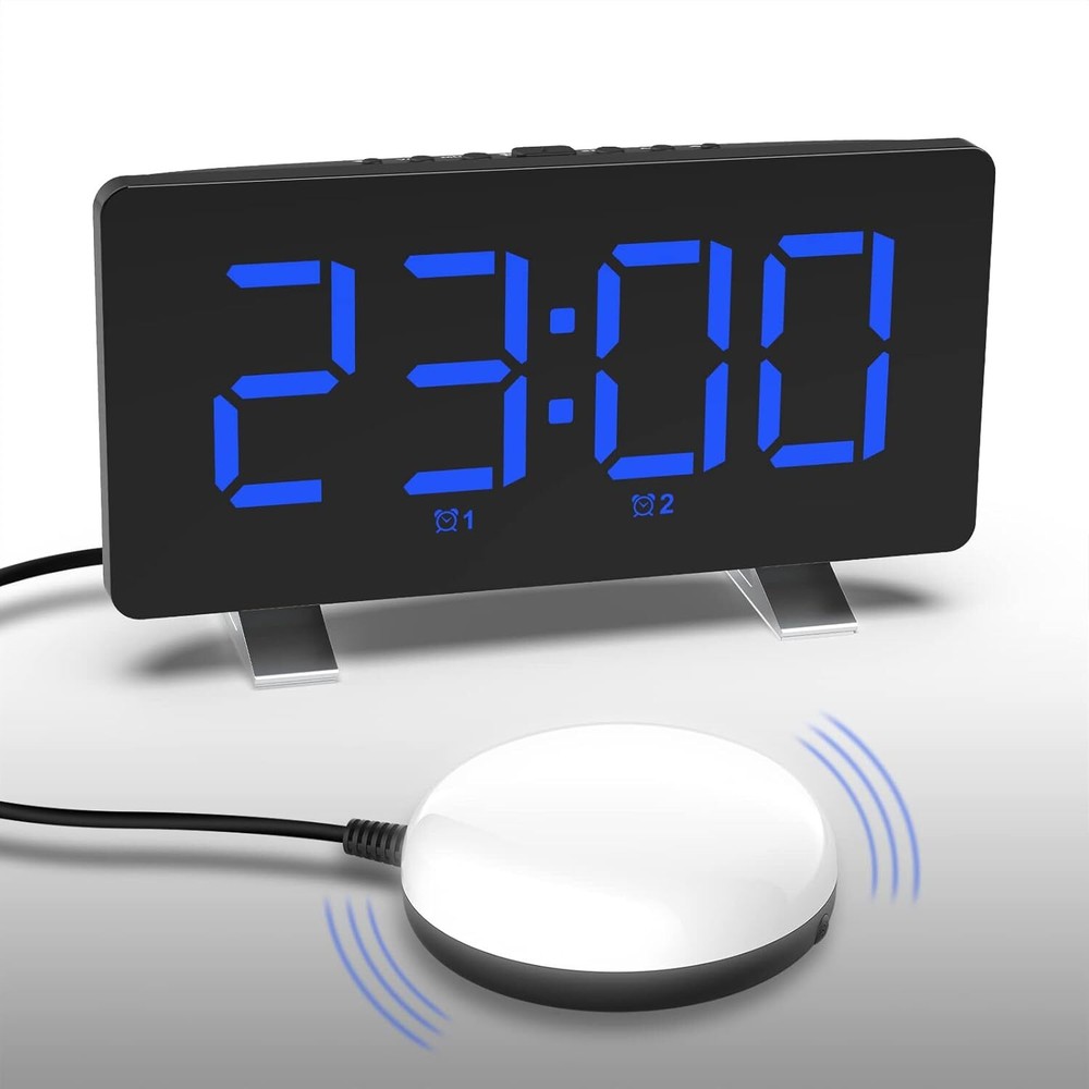 Oversized Vibrating Alarm Clock with Bed Shaker and Loud Nuclear Fire Alarm