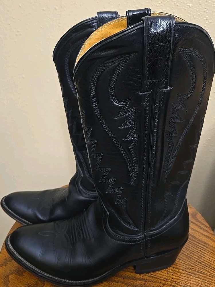 Western Boots Express Rider Mens Leather Black Size 8 Made In Mexico.