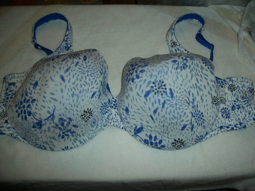 COMFORT CHOICE UNDERWIRE BRA SIZE 46DD STYLE 27-1322-0 BLUE FLORAL COLOR NWOT