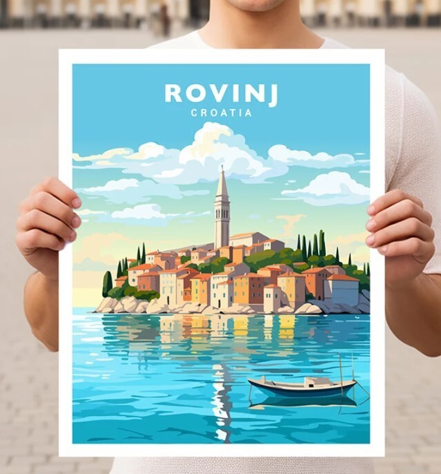 Rovinj Croatia Travel Wall Art Poster Print for Home and Office Décor