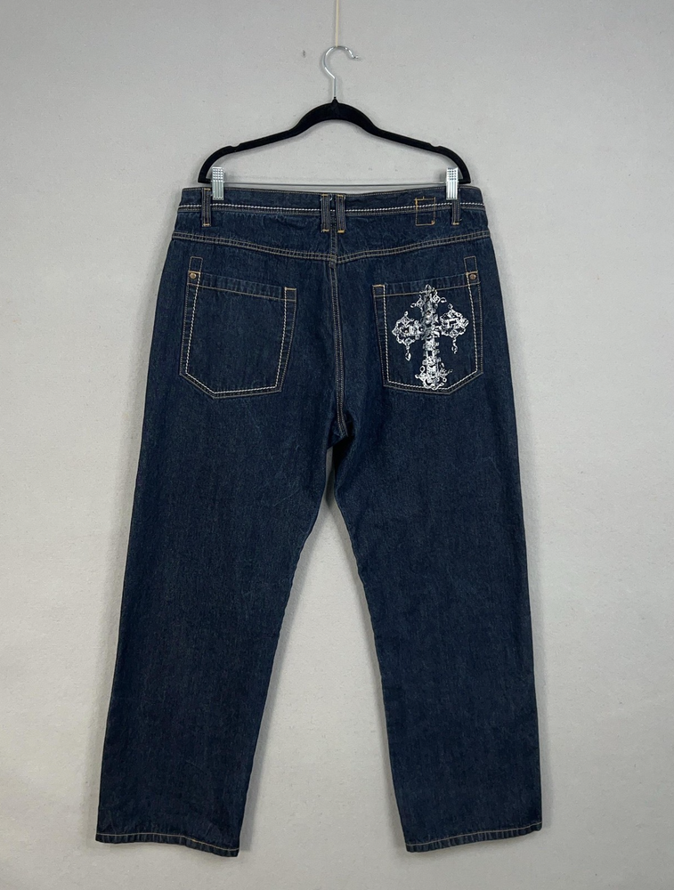 Karl Kani Jeans Mens 40x32 Denim Baggy Cross Skater Goth Studded Hip Hop Y2K