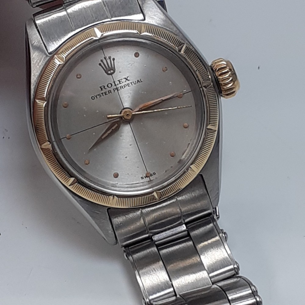 Vintage 1963 Rolex Oyster Perpetual Ladies 26mm Two Tone Zephyr Watch Ref 6621