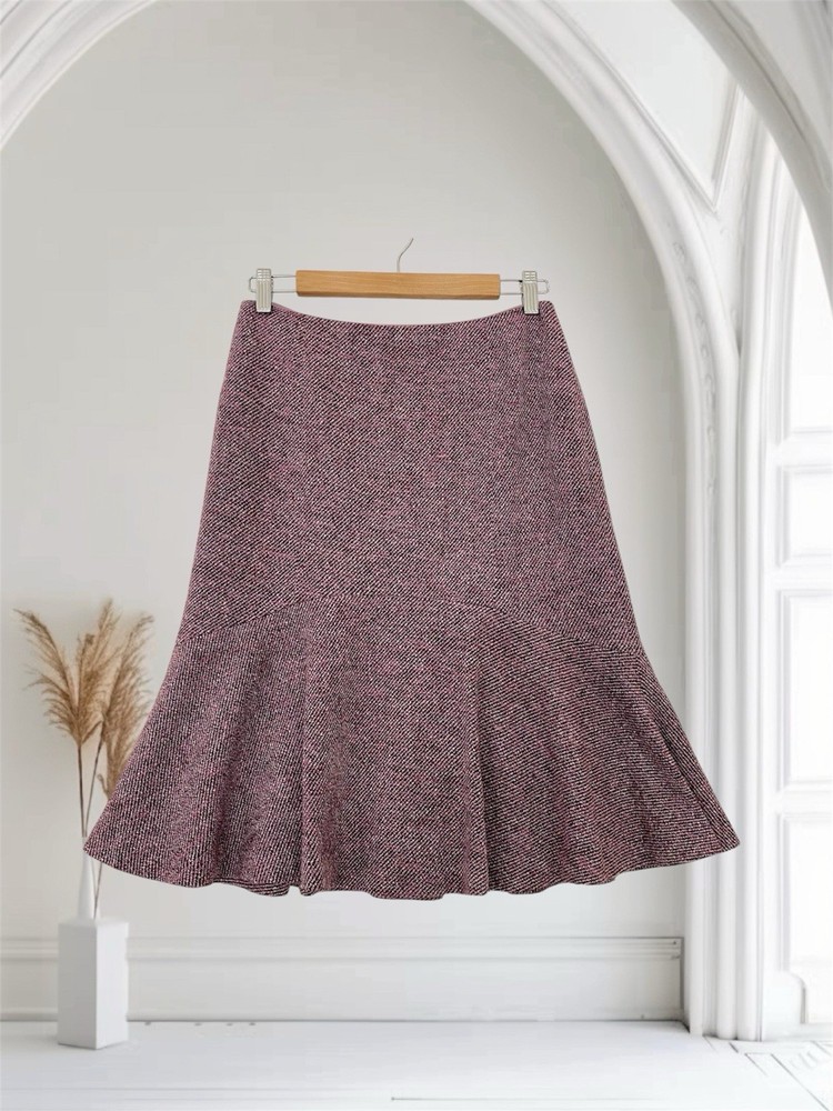Ann Taylor Tweed Flounce Hem Skirt Women’s Size 4 Wool Silk Blend