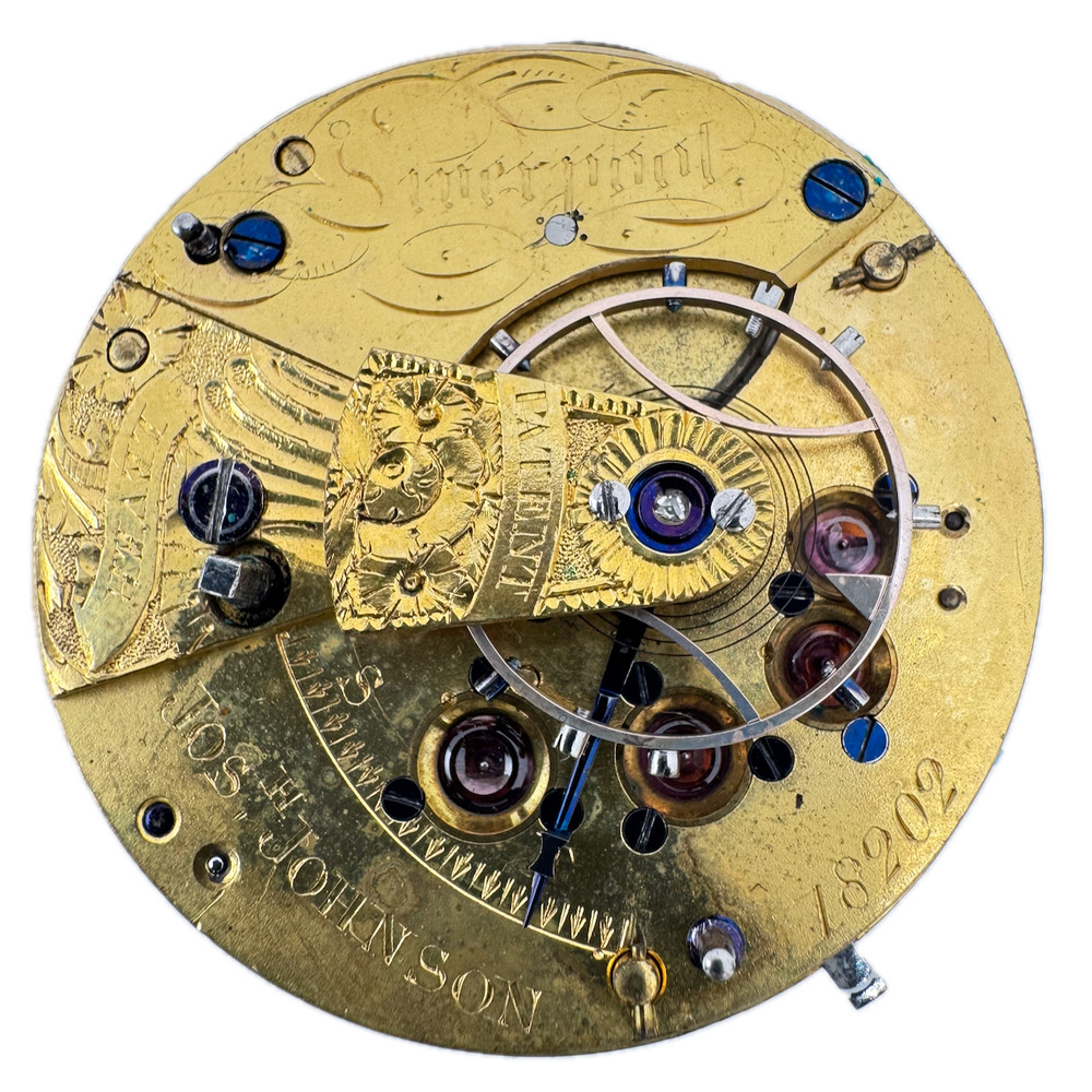 Antique 43mm Joseph H. Johnson Liverpool Key Wind Fusee Pocket Watch Movement