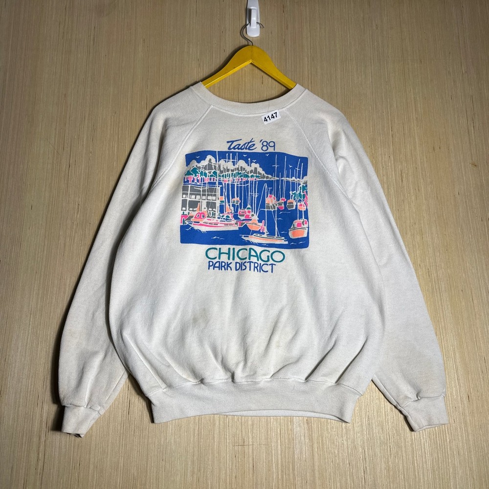 Vintage 80s Taste '89 Chicago Crew Sweatshirt Men's XL White Park District