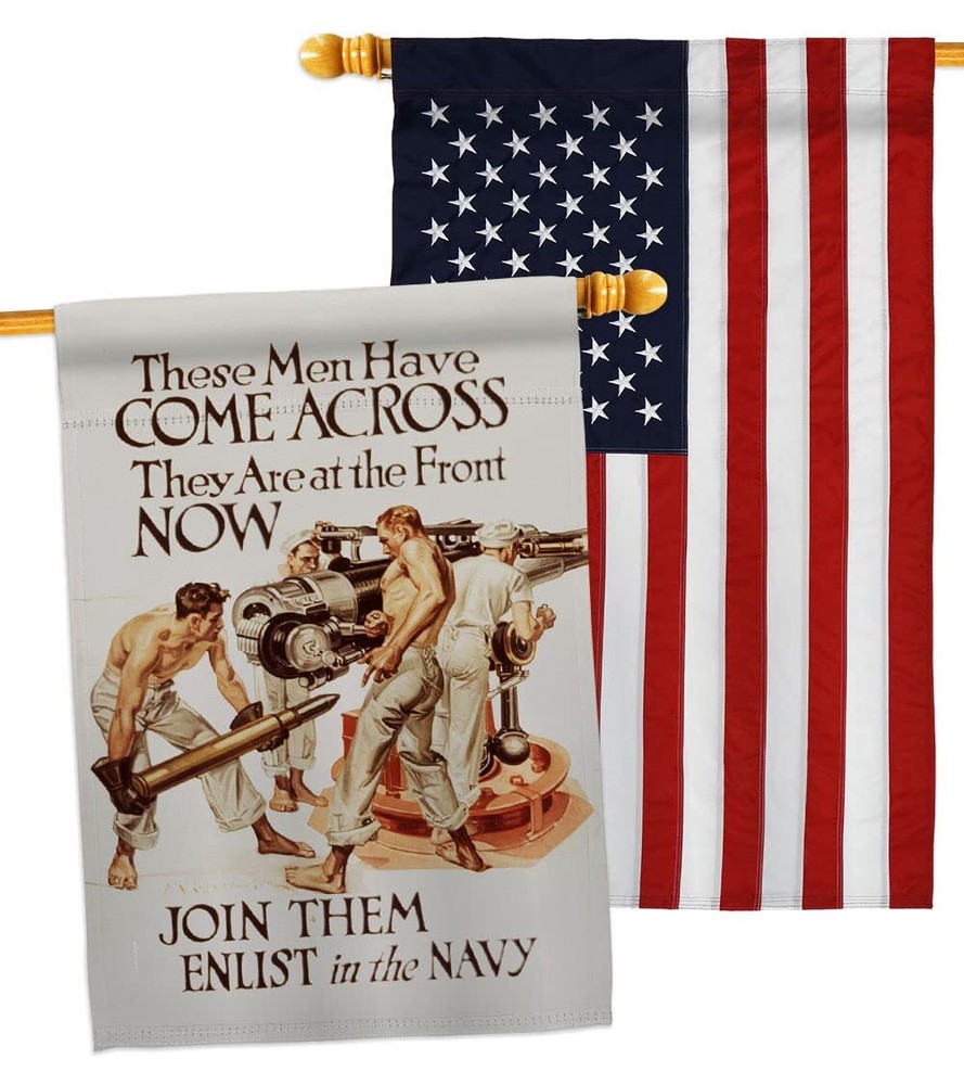 USBrotherhood Join Them Enlist House Flag Pack Armed Forces Navy USN Seabee U...