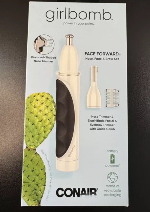 Conair Girlbomb Facial Hair Trimmer Set with Nose and Eyebrow Blades  