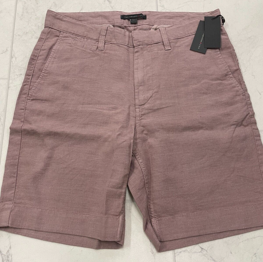 NWT $198 John Varvatos Benson Linen Short In Mauve Pink  Size:30