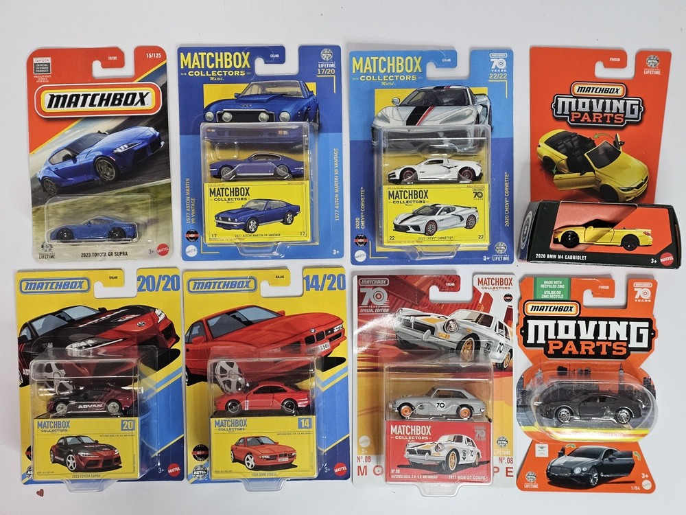 Matchbox Collectors Lot Of 8 Diecast Moving Parts Corvette Toyota Supra BMW...