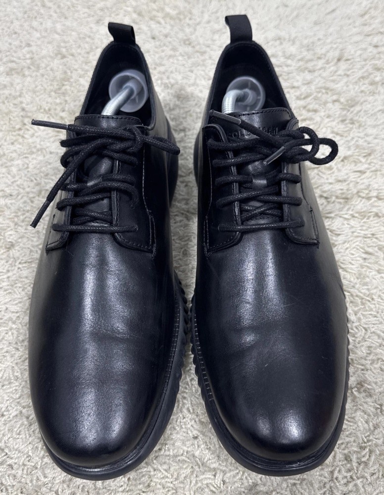 Cole Haan Zero Grand All Black Leather Plain Toe Oxford Shoes Mens 11.5M Comfort