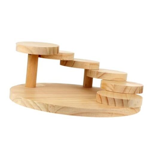Japanese Wooden Sushi Serving Tray with 6-Tier Round Steps for Sashimi