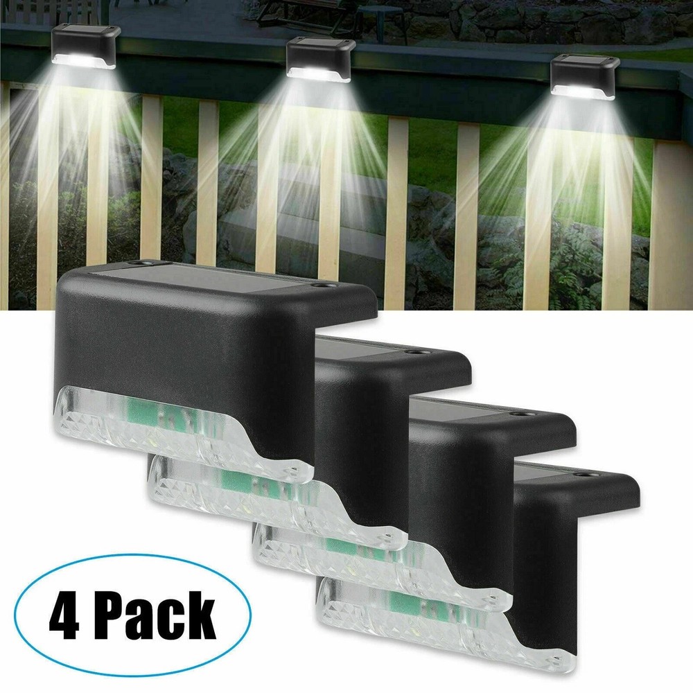 4Pack Solar Deck Lights Outdoor Stairs Step Fence Balcony Yard Pathway Decor