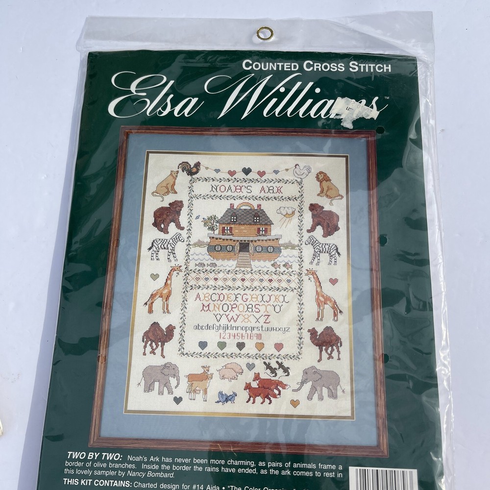 1997 Counted Cross Stitch Elsa Williams Two By Two 16x20 Noahs Ark Nancy Bombard