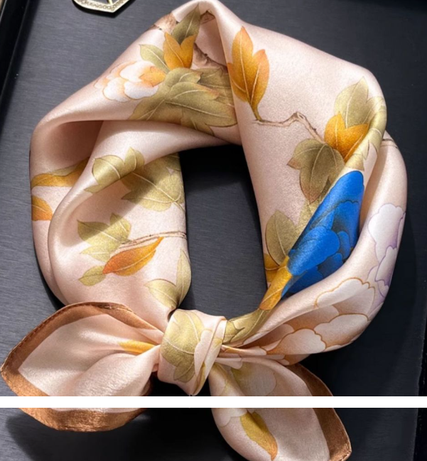 100% Mulberry Silk Square Scarf 53x53cm Fashion Printed Shawl for Women