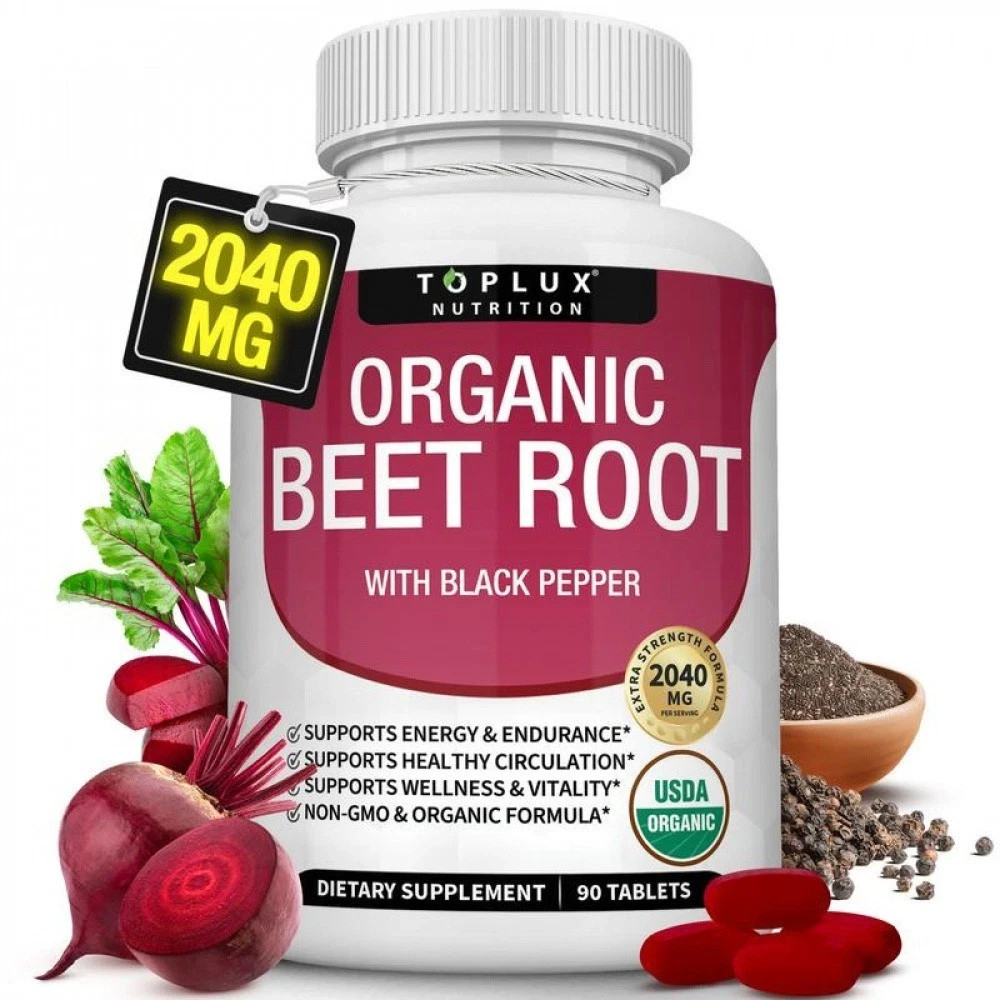 NEW Toplux Organic Beet Root Tablets-Nitric Oxide – 90 Tablets – 2040MG