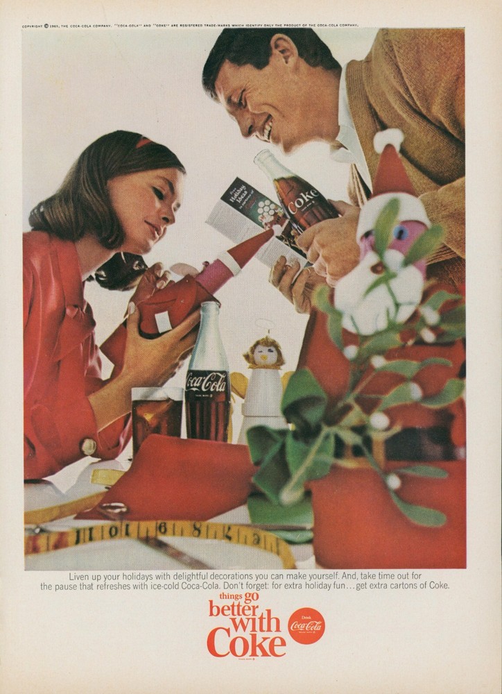 1965 Coca Cola Santa Claus Coke Angel Tape Measure Crafts Vintage Print Ad GH2