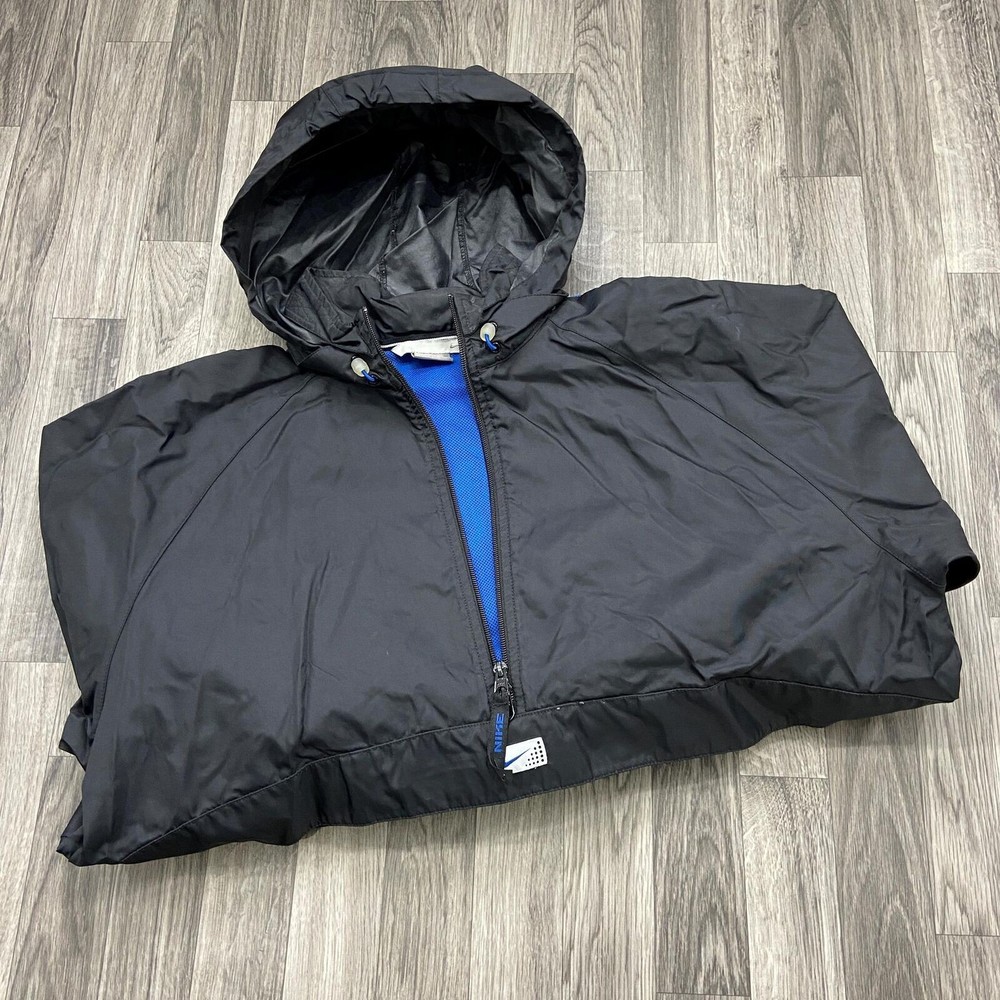 NIKE Half Zip Up Long Sleeve Black Hooded Windbreaker Jacket Men's Size Large