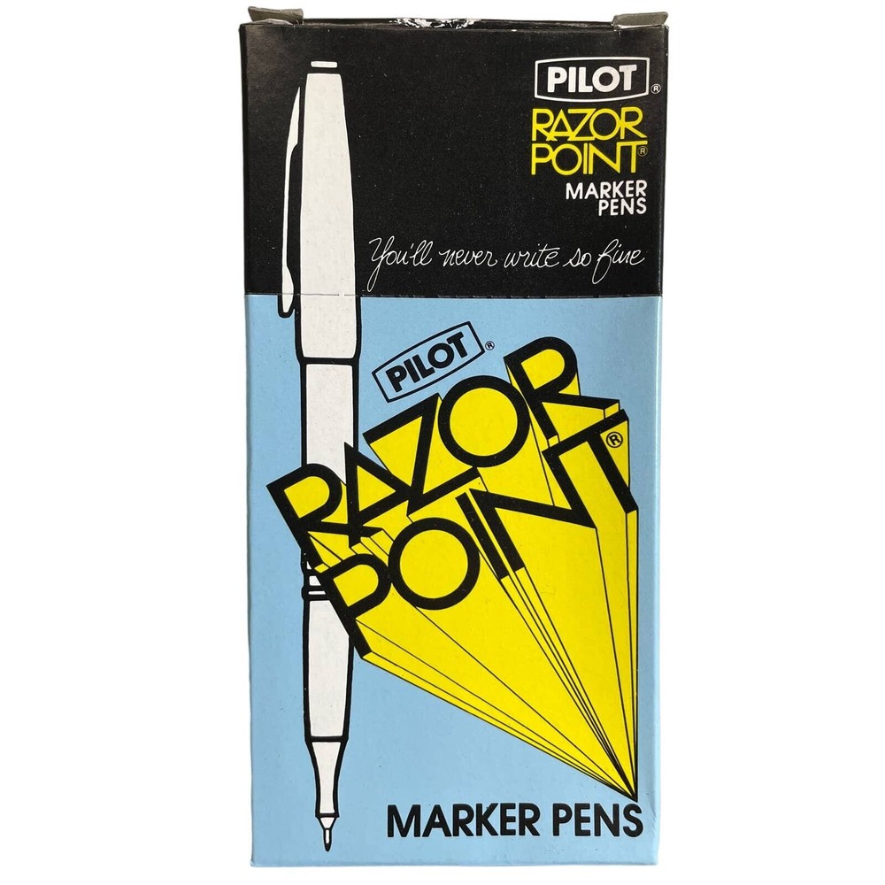Pilot Razor Point Marker Ink Pens Extra Fine Metal Collar SW-10PP Black