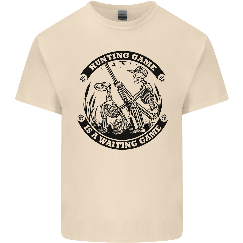 Hunting Game is a Waiting game Hunter Skull Mens Cotton T-Shirt Tee Top