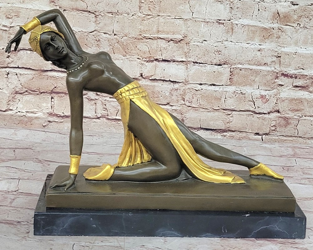 DH Chiparus Bronze Sculpture Figural Exotic Dancer Lady Woman Art Decorative NR
