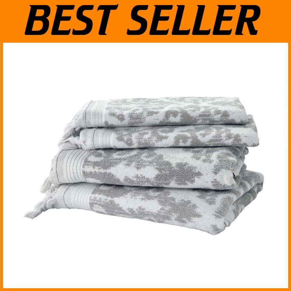 Mirage Fringe 4-Piece Towel Set, Gray