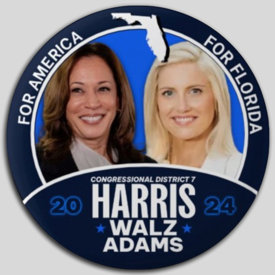 Kamala Harris Jennifer Adams Congress Pin Button Jugate Florida Democrat Pres