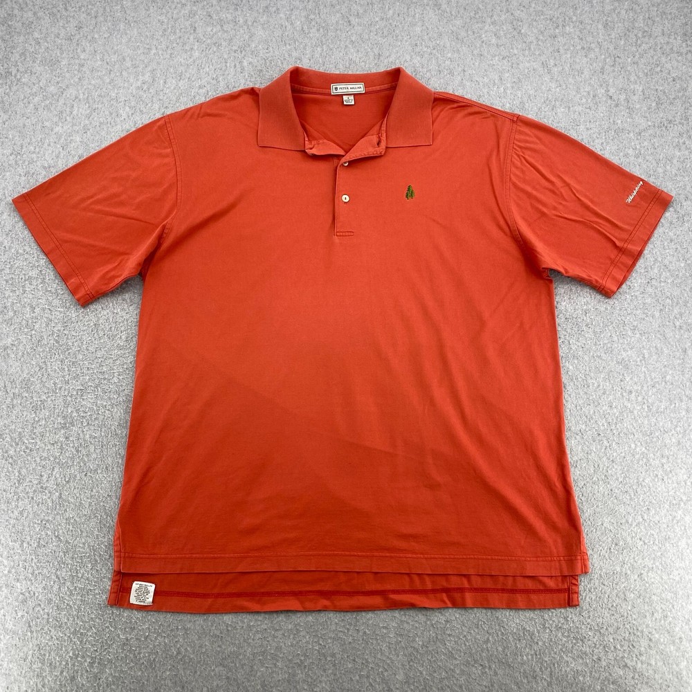 Peter Millar Shirt Men's Large Red Short Sleeve Whispering Pines Golf Club Polo