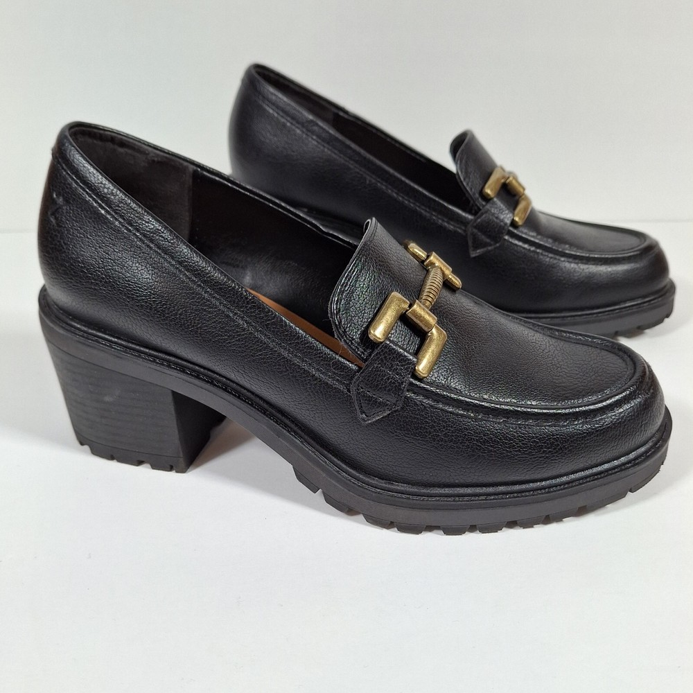 Zodiac Gemma Chunky Loafers Women 7.5 Metal Hardware Block Heel Lug Sole Y2K