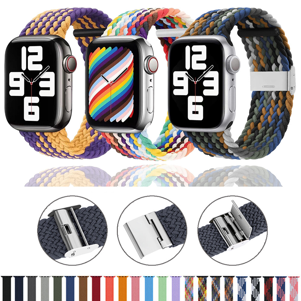 Braided Nylon Sport Loop Band for Apple Watch Series 9 8 7 6 5 SE 40/44/41/45mm