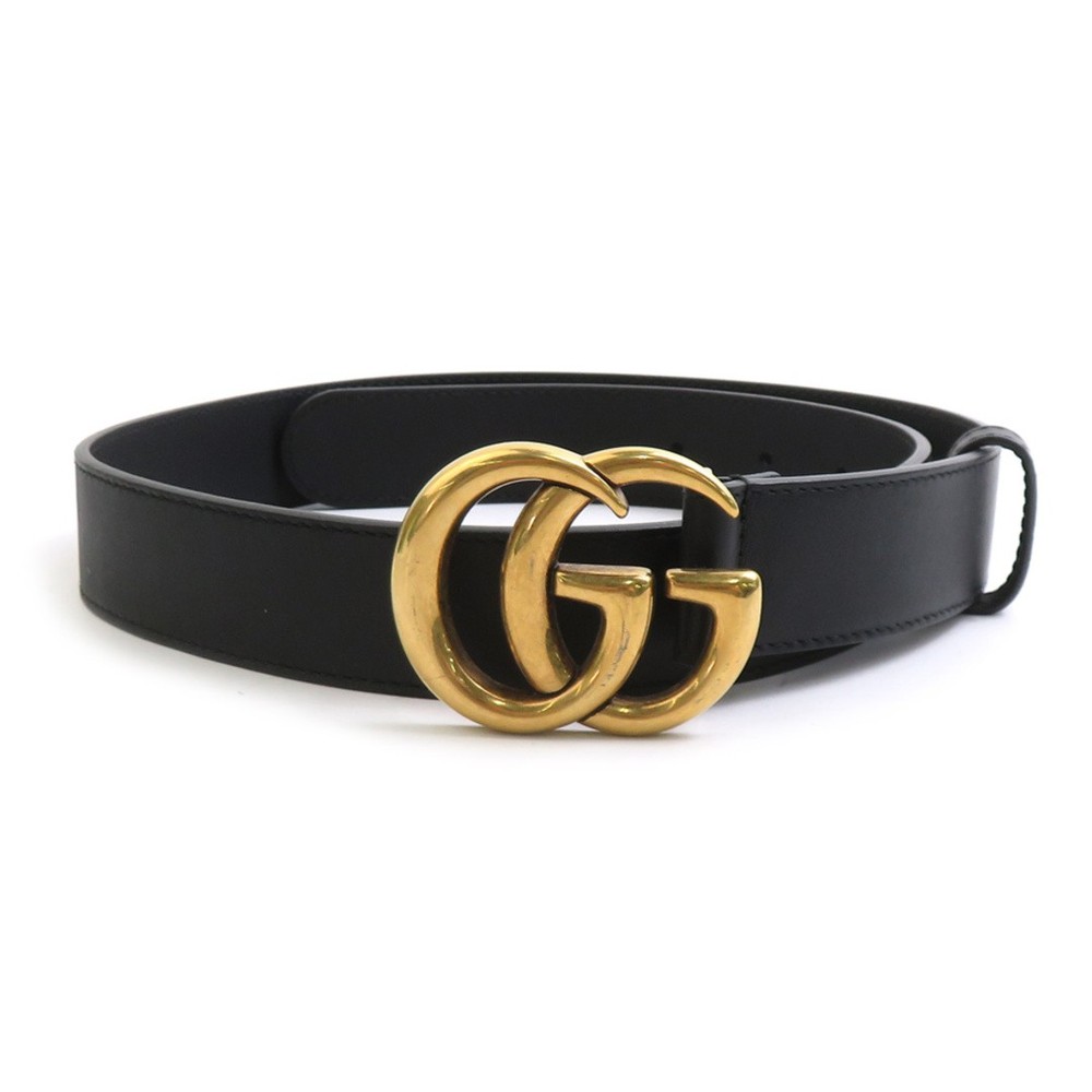 Gucci GG Marmont Black Leather Unisex Belt 414516 Used 56160k