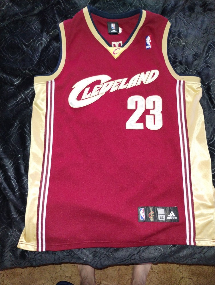 Cleveland Cavaliers LeBron James Rookie Jersey Authentic Adidas Size 52