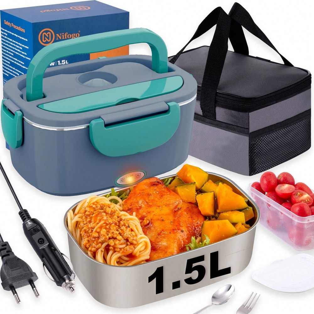 1.5L 80W Portable Electric Lunch Box with Car and Office Adapters  