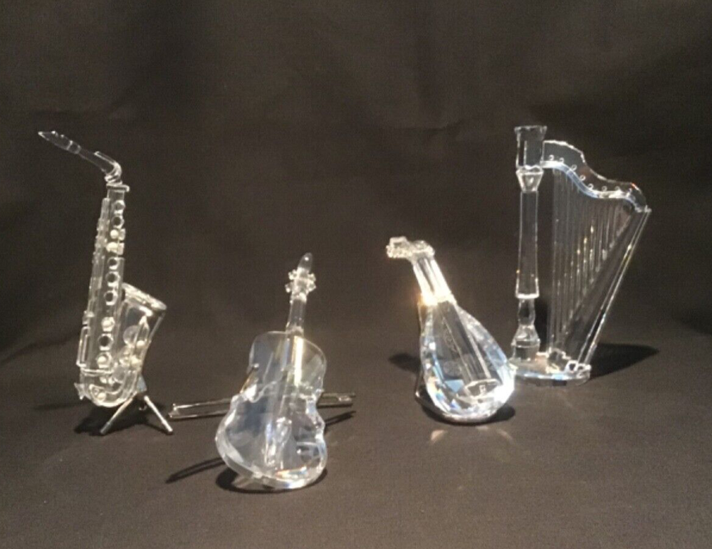 Swarovski Crystal Musical Instruments - HARP, VIOLIN, SAXOPHONE, LUTE - W/Boxes