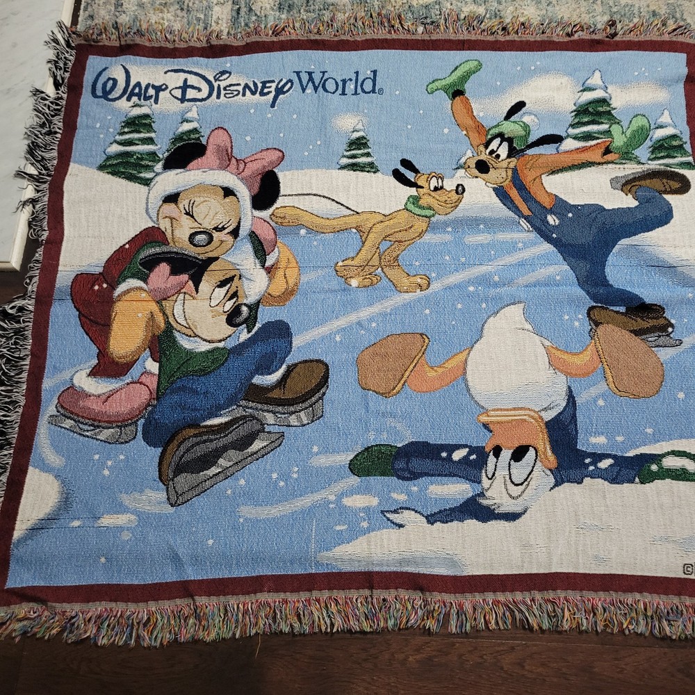 Disney World Tapestry Throw Blanket with Mickey Minnie Donald Goofy