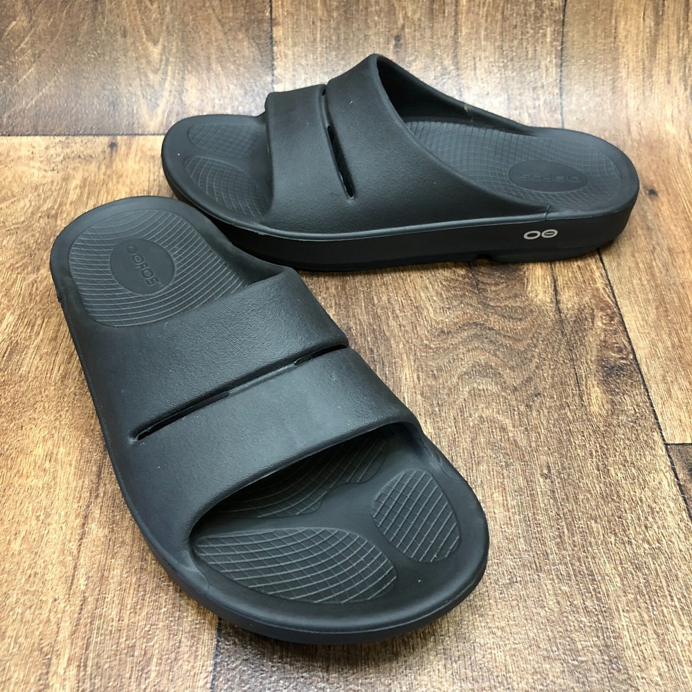 Oofos Ooahh Unisex Recovery Slides Black - Men Size 8 Women Size 10