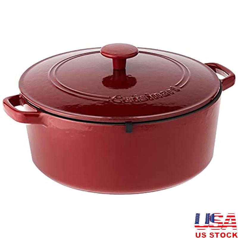 Cast Iron Enameled Covered Casserole 7Qt Induction Oven Safe Dishwasher Safe New