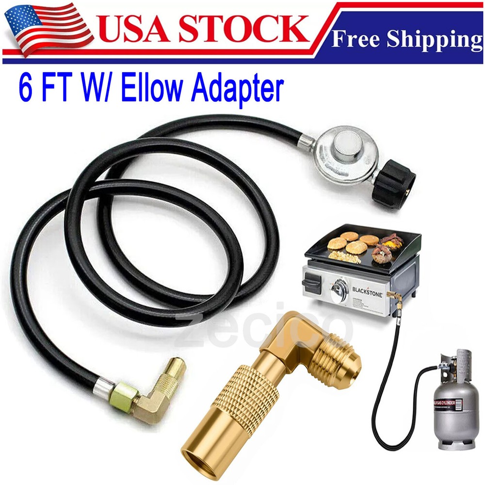 US 6FT Propane Gas Regulator Hose Elbow Adapter For Blackstone 17