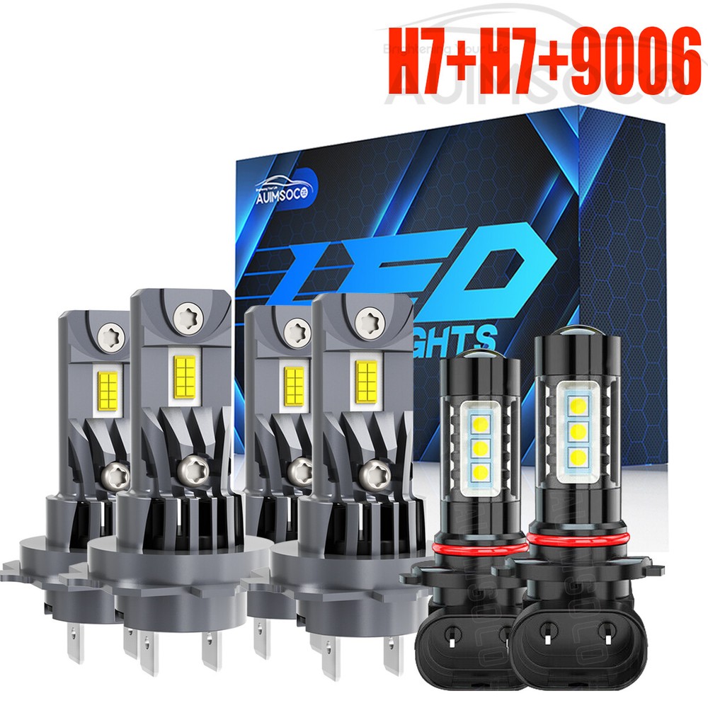 For Volkswagen Jetta 2007-2014 LED Headlight Bulbs High Beam+Low Beam+Fog Light