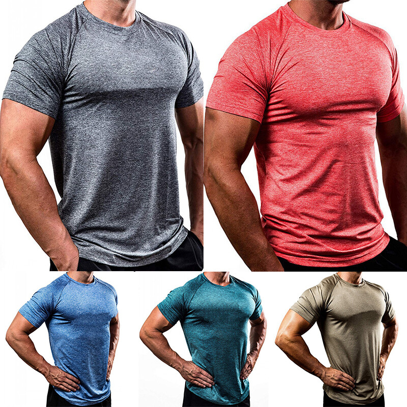 ❀Mens Classic Gym Fitness Breathable T-shirt Activewear Workout Solid T-shirt