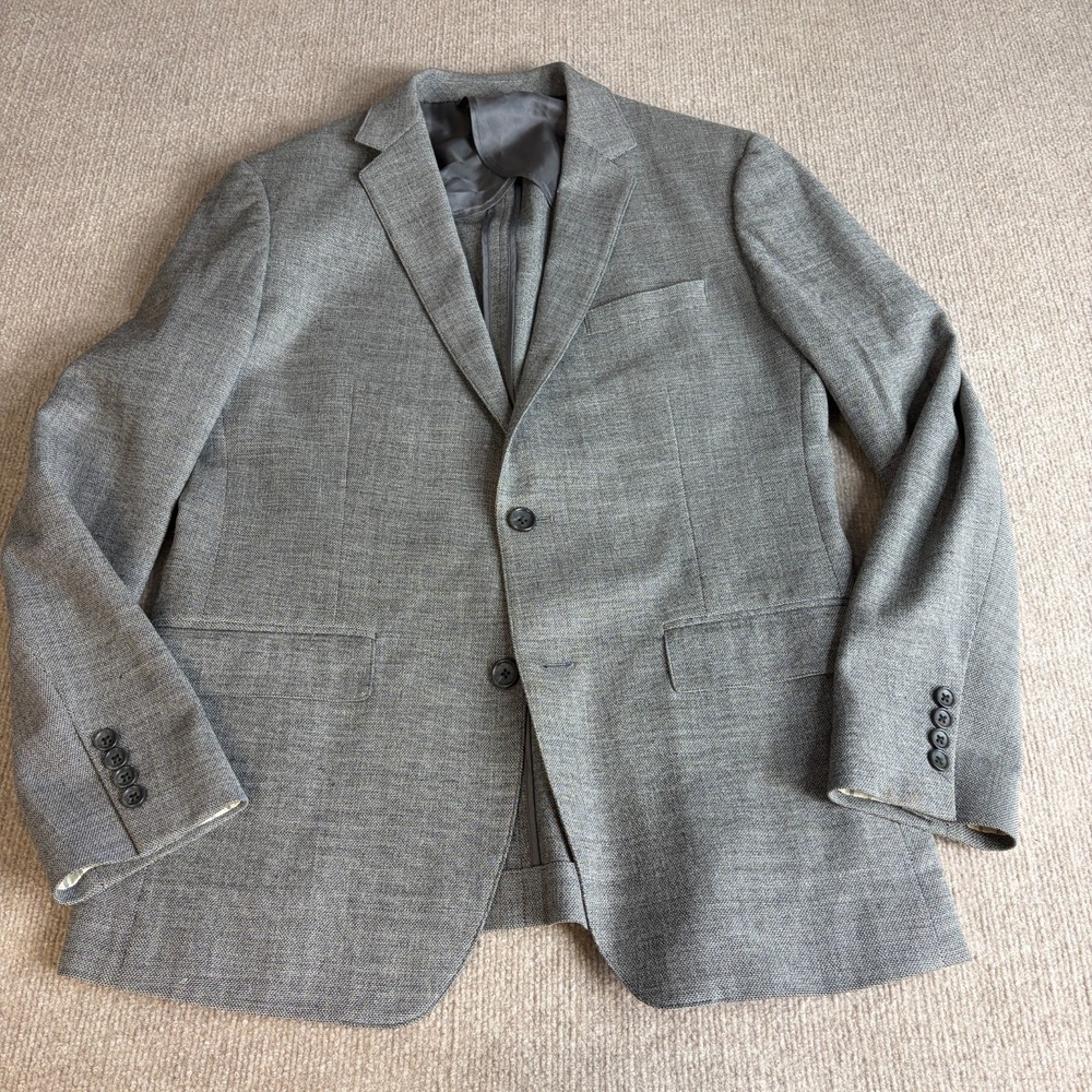 Bonobos Blazer 40R Gray Solid 2 Button Slim Fit Unlined Marzotto Wool