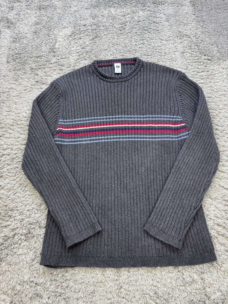 Vtg Gap Sweater Womens 2XL Gray 3D Chunky Cable Knit Granny Fisherman Crewneck