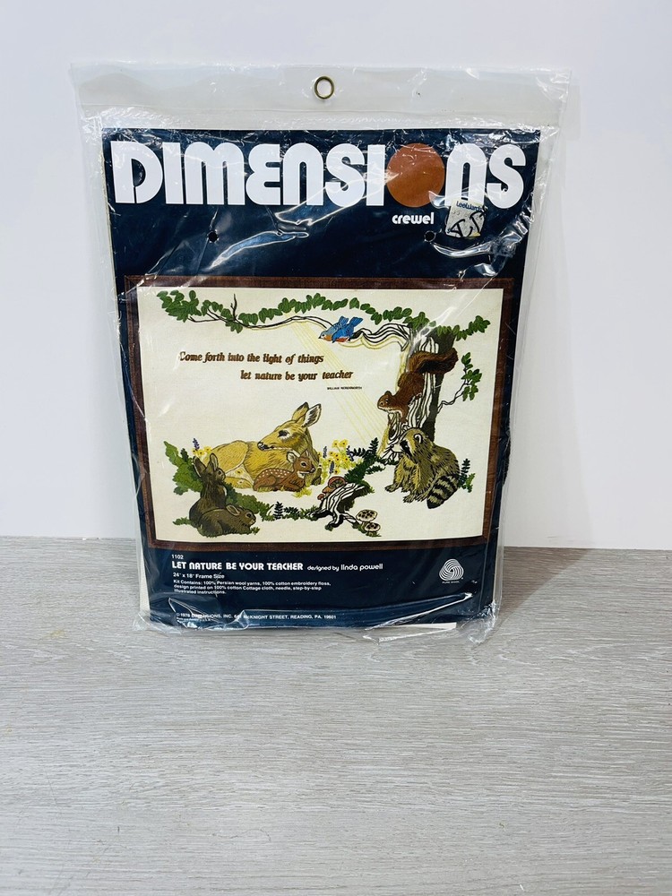 Vtg Dimensions Crewel Needlepoint 1102 Let Nature Be Your Teacher Deer Mushrooms