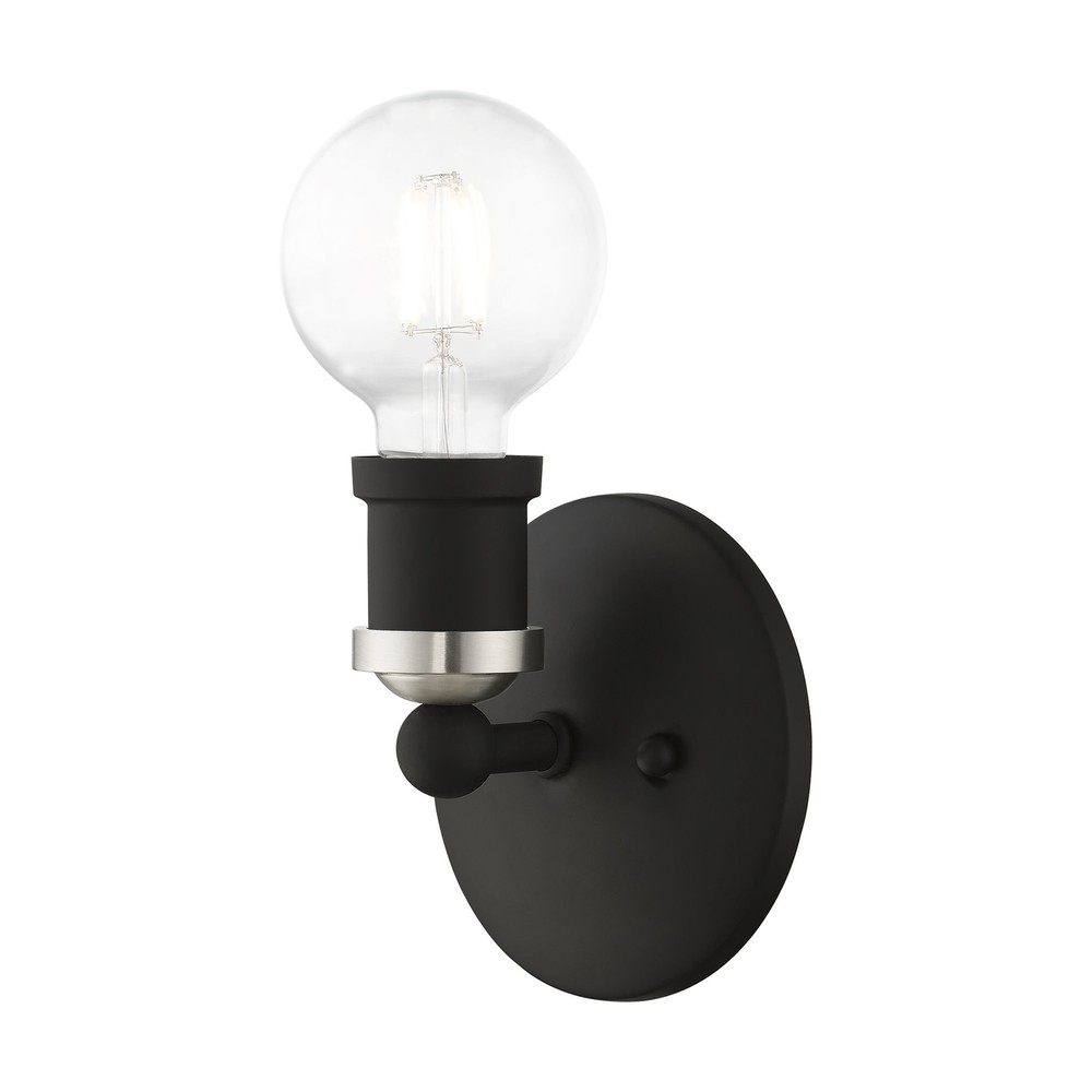 Black Brushed Livex Lansdale 5in Commercial Wall Sconce 14420