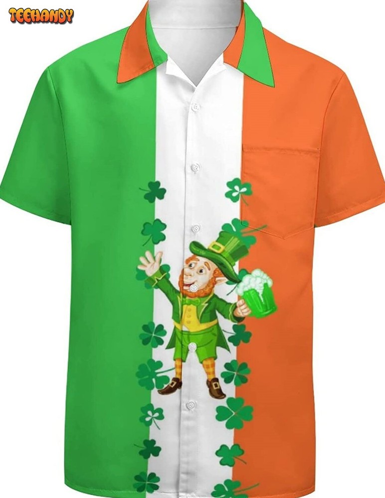 Men’s St Patrick’s Day 3D Printed Green Aloha Hawaiian Shirt