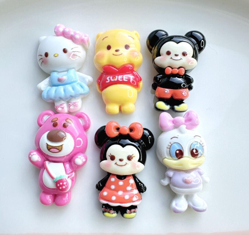 20 Pieces Mixed Resin Cartoon Animals Flatback Buttons DIY Craft Hairpin Decor