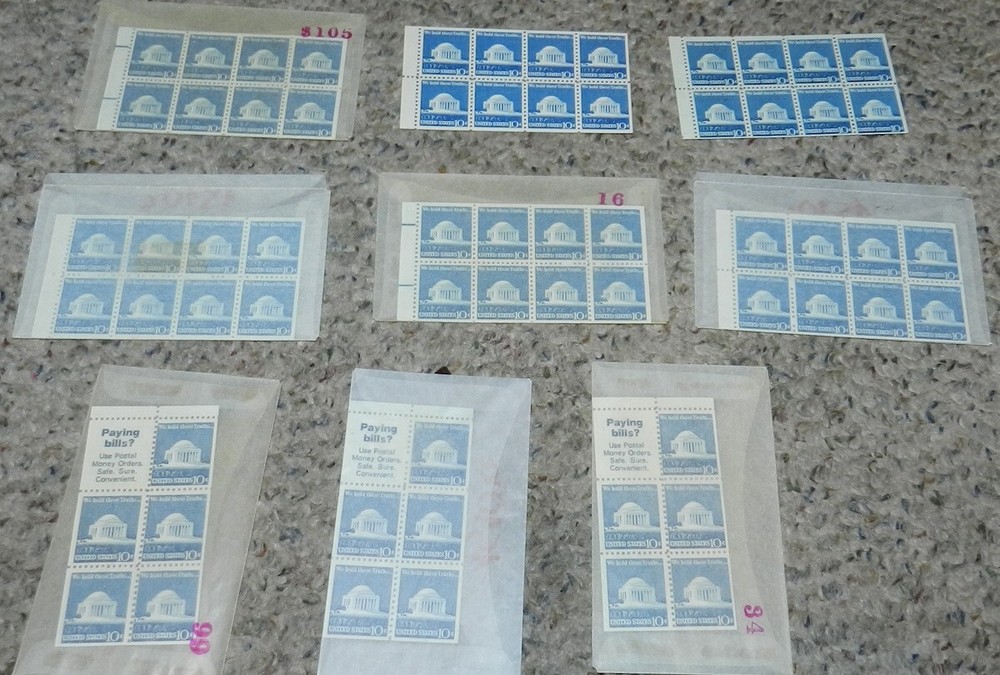 Unused Stamp lot of 9 Scott #1510 We Hole These Truths - 10 cent Booklet Panes