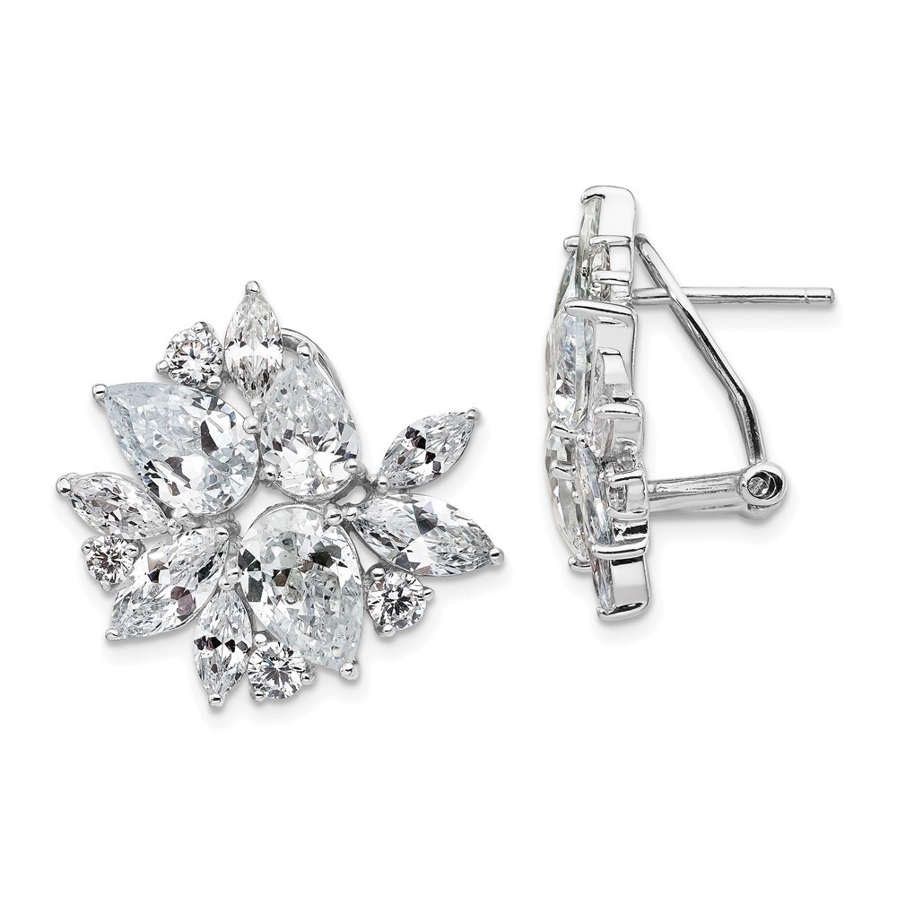 Sterling Silver & Marquise-cut Cubic Zirconia Cluster Omega Back Stud Earrings