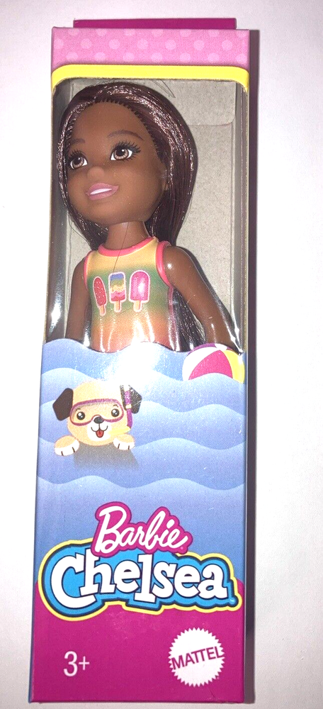Barbie Club Chelsea Beach Doll, 6-inch Brunette Hair Brand New . Mattel