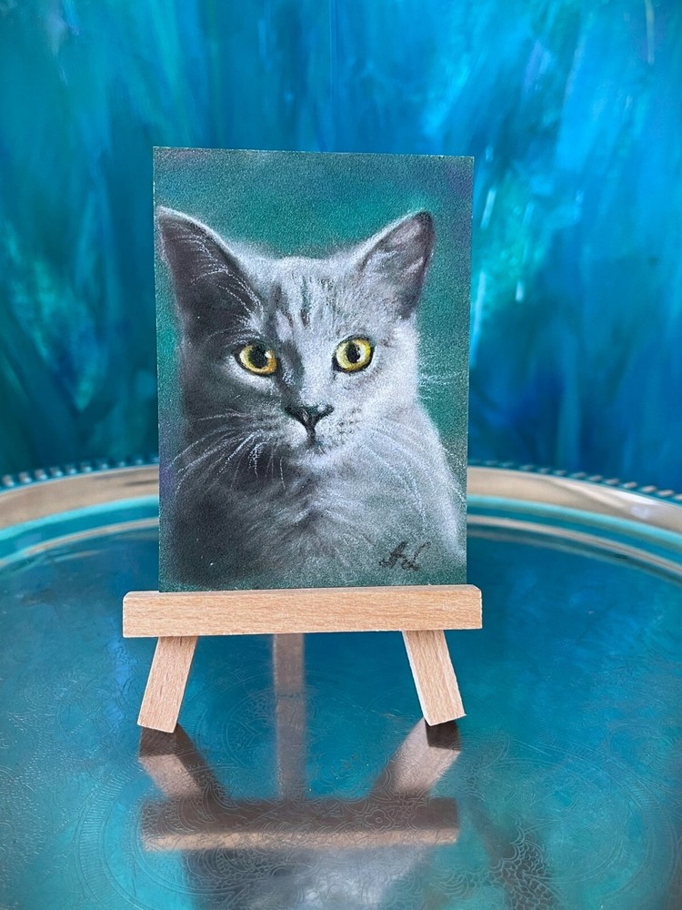 Original Pastel BKH Cat Art ACEO by Professional Artist