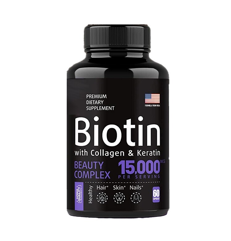 VHP Biotin 15000MCG Capsules with Collagen & Keratin for Hair Growth
